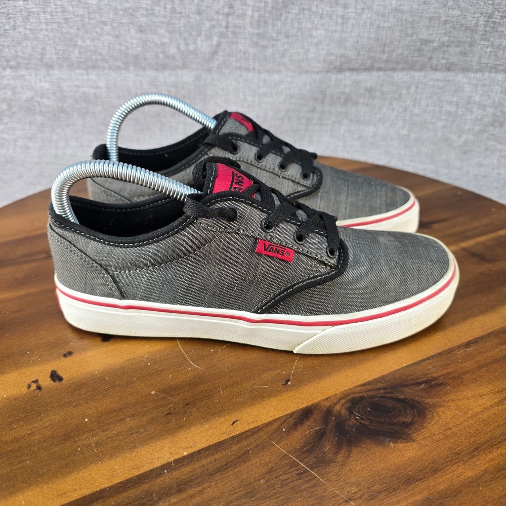 Vans Atwood Low Youth 5.5 Charcoal Gray Red Skate Shoes Sneakers 721356